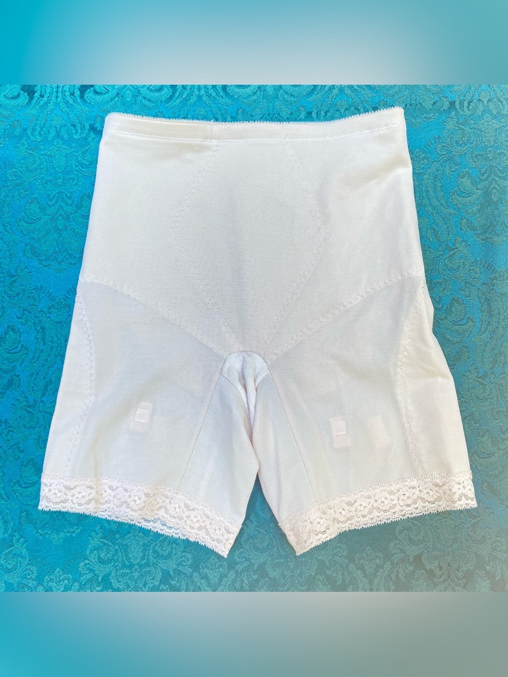 Vintage FLEXEES Nude Shapewear 6357 Girdle Shorts Shaper L High Waist Lace Trim